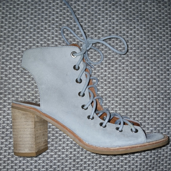 Jeffrey Campbell for Free People Laceup Open Heel Bootie Chunky Heel Sz 6.5 - Picture 2 of 13